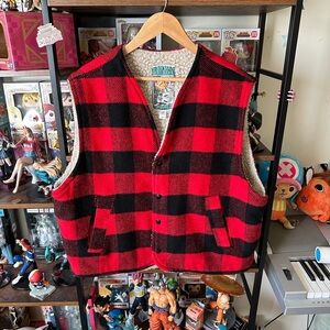 Vintage Canyon Guide Buffalo Plaid Vest Men’s Size L Made In USA Wool Blend